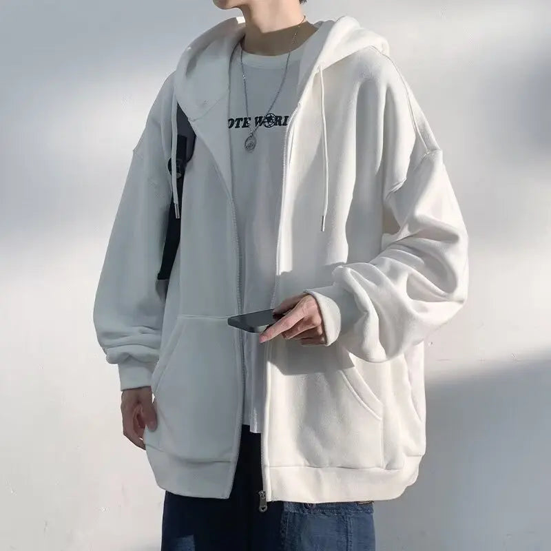 Casual Loose Fit Men's Zip Hoodie Sweatshirt
