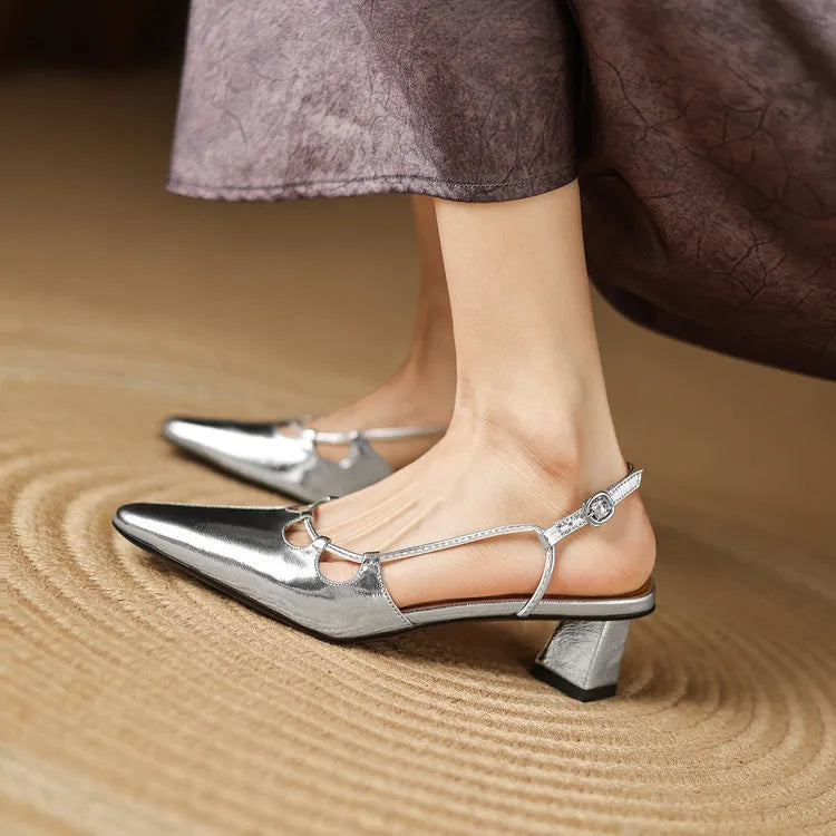 Authentic Leather High Heel Sandals