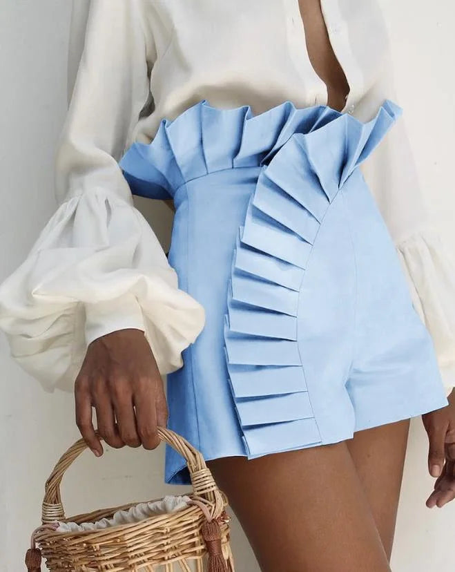 Women's High-Waist Pleated Shorts