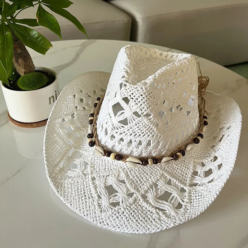Classic Western Hat with Earthy Brown Beads