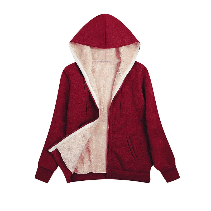 Warm Women's Fleece Hoodie for Winter Season - OutfitLondon