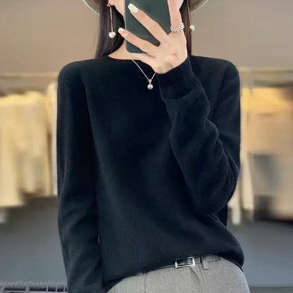 Premium Women's Merino Wool Crew Neck Sweater