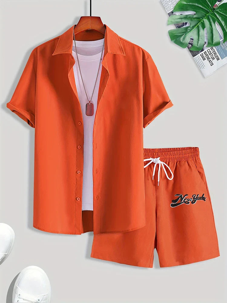 Comfortable Aloha Shirt and Shorts Beach Set
