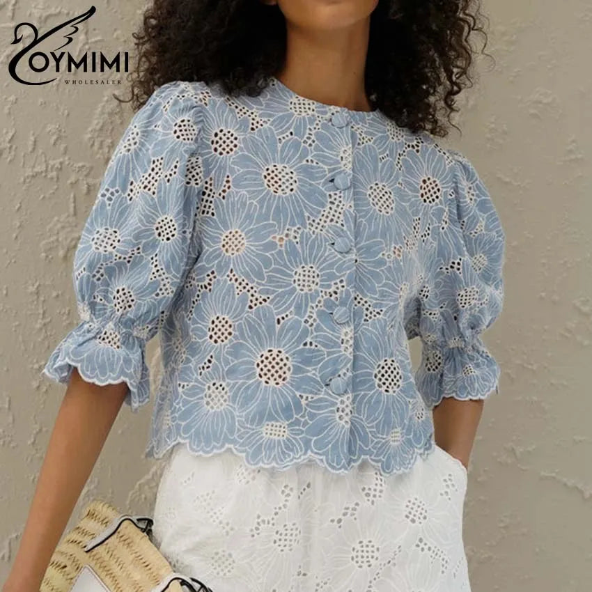 Classic Dark Blue Ladies Cotton Shirt