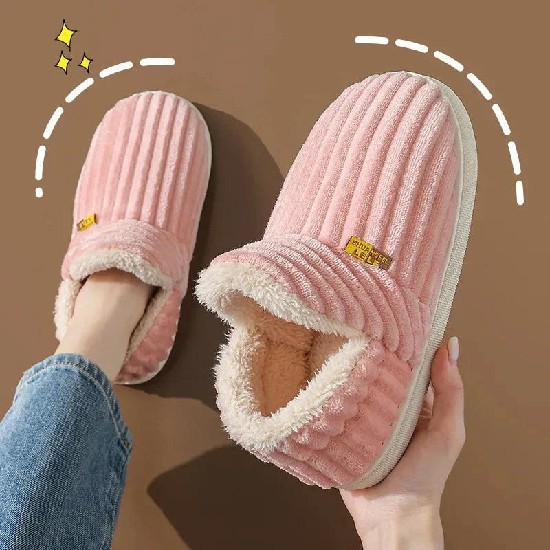 Plush Fleece Comfort Slippers – Warm Cozy House Shoes