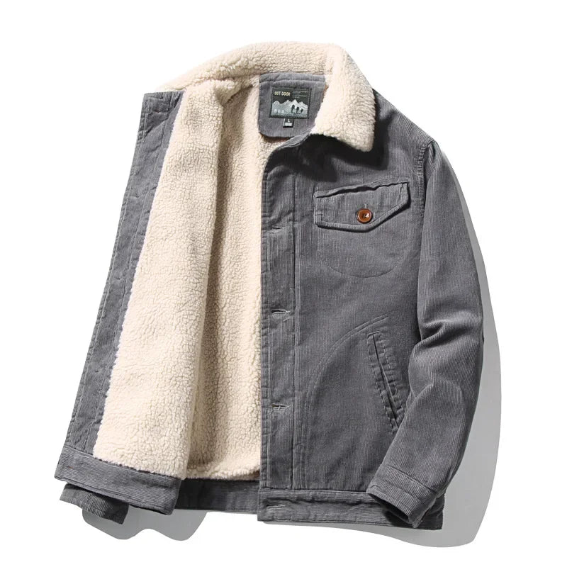 Warm Insulated Corduroy Parka Jacket For Men - OutfitLondon