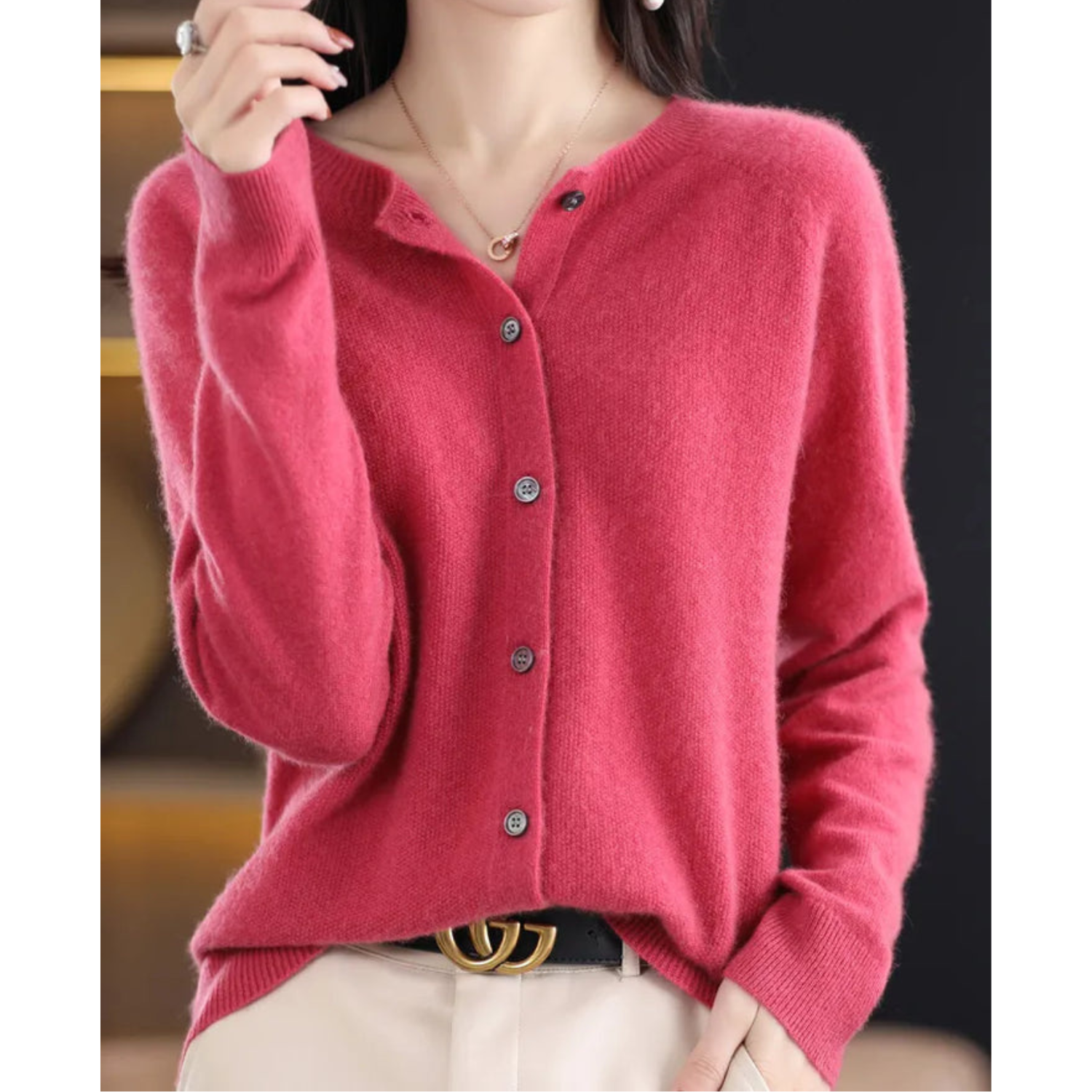 Women's Cozy Long Sleeve Button Front Cardigan - OutfitLondon