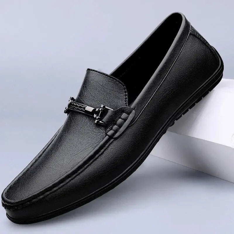 Elegant Leather Slip On Loafers