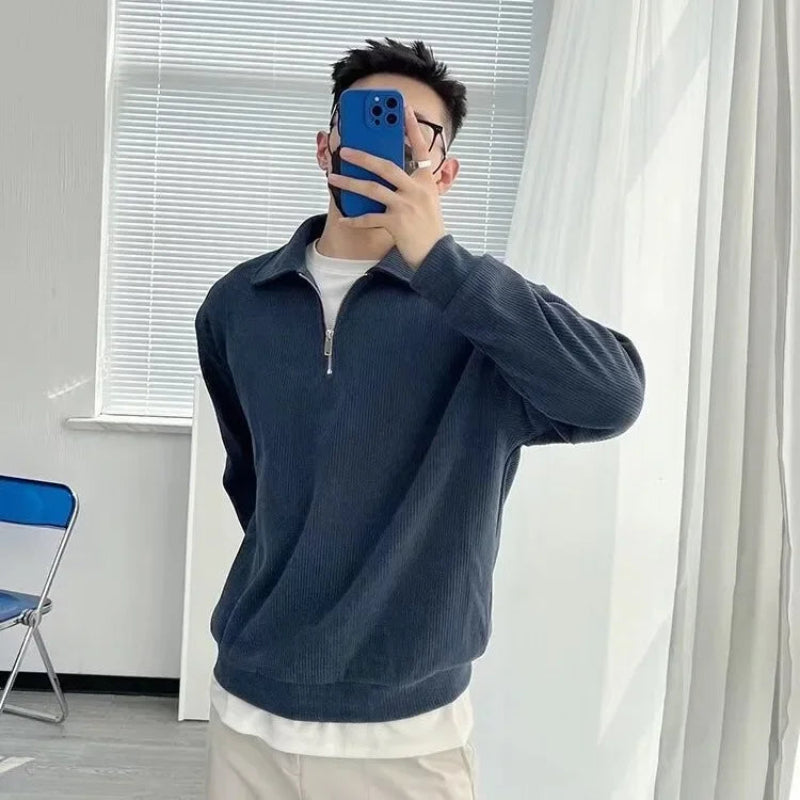 Casual Loose Fit Mens Quarter Zip Jumper