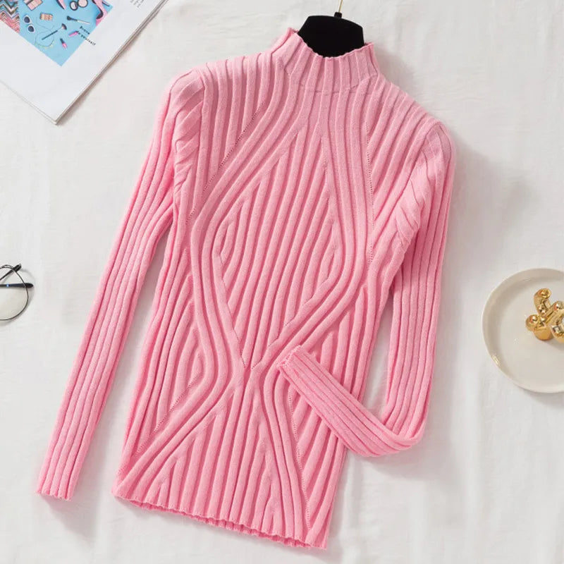Women's Soft Roll Neck Long Sleeve Sweater - OutfitLondon