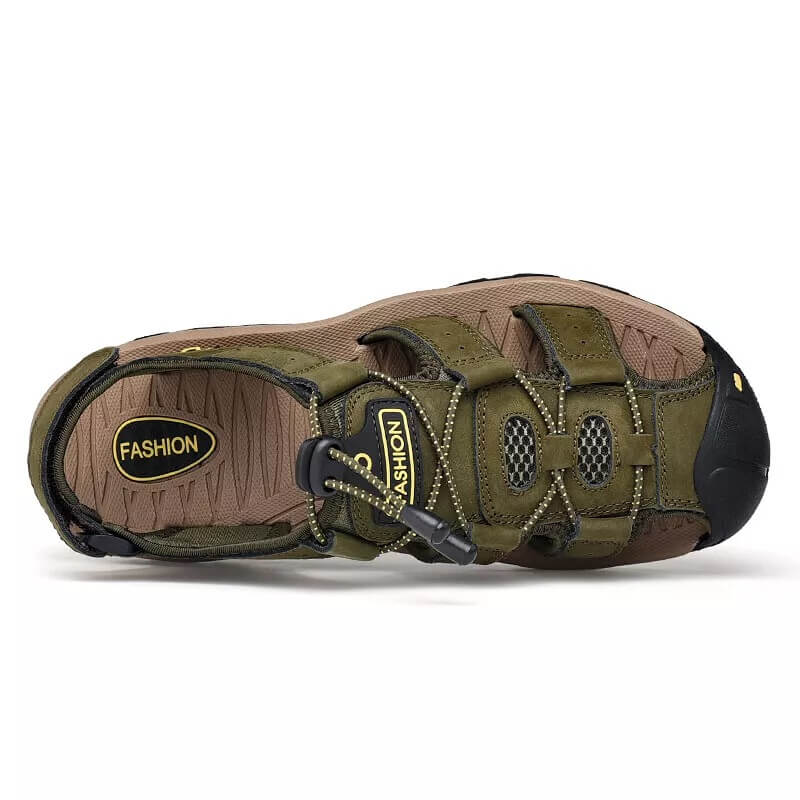 Comfortable Leather Arch Support Walking Sandal Green