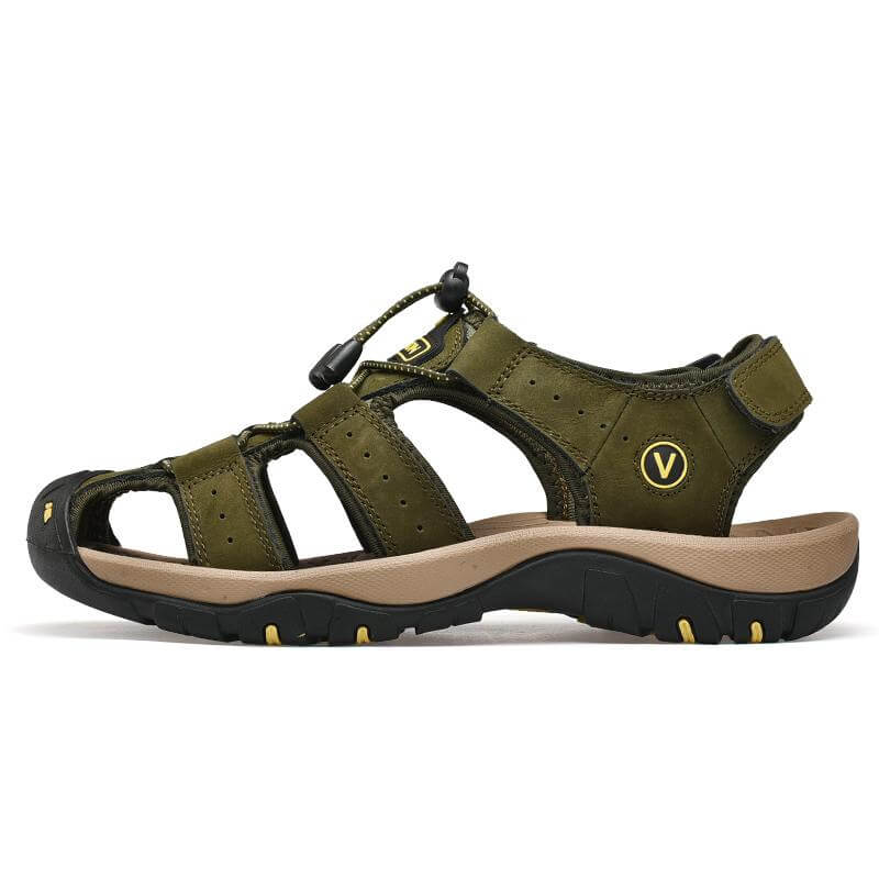 Comfortable Leather Arch Support Walking Sandal Green