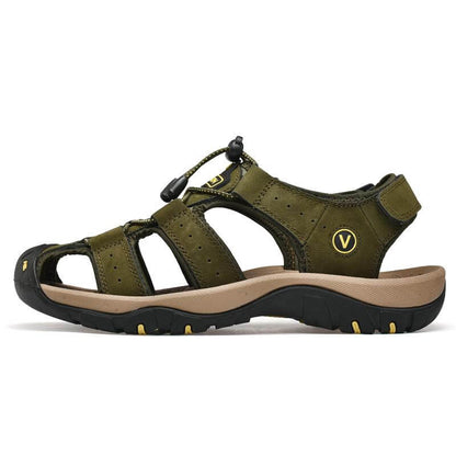 Comfortable Leather Arch Support Walking Sandal Green