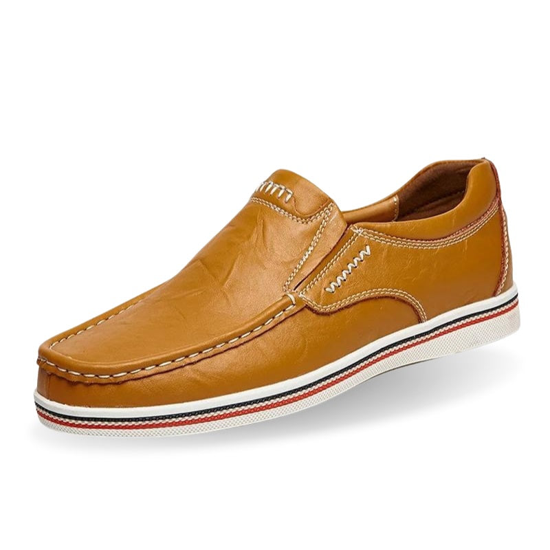 Classic Leather Moccasin Loafers Brown - OutfitLondon