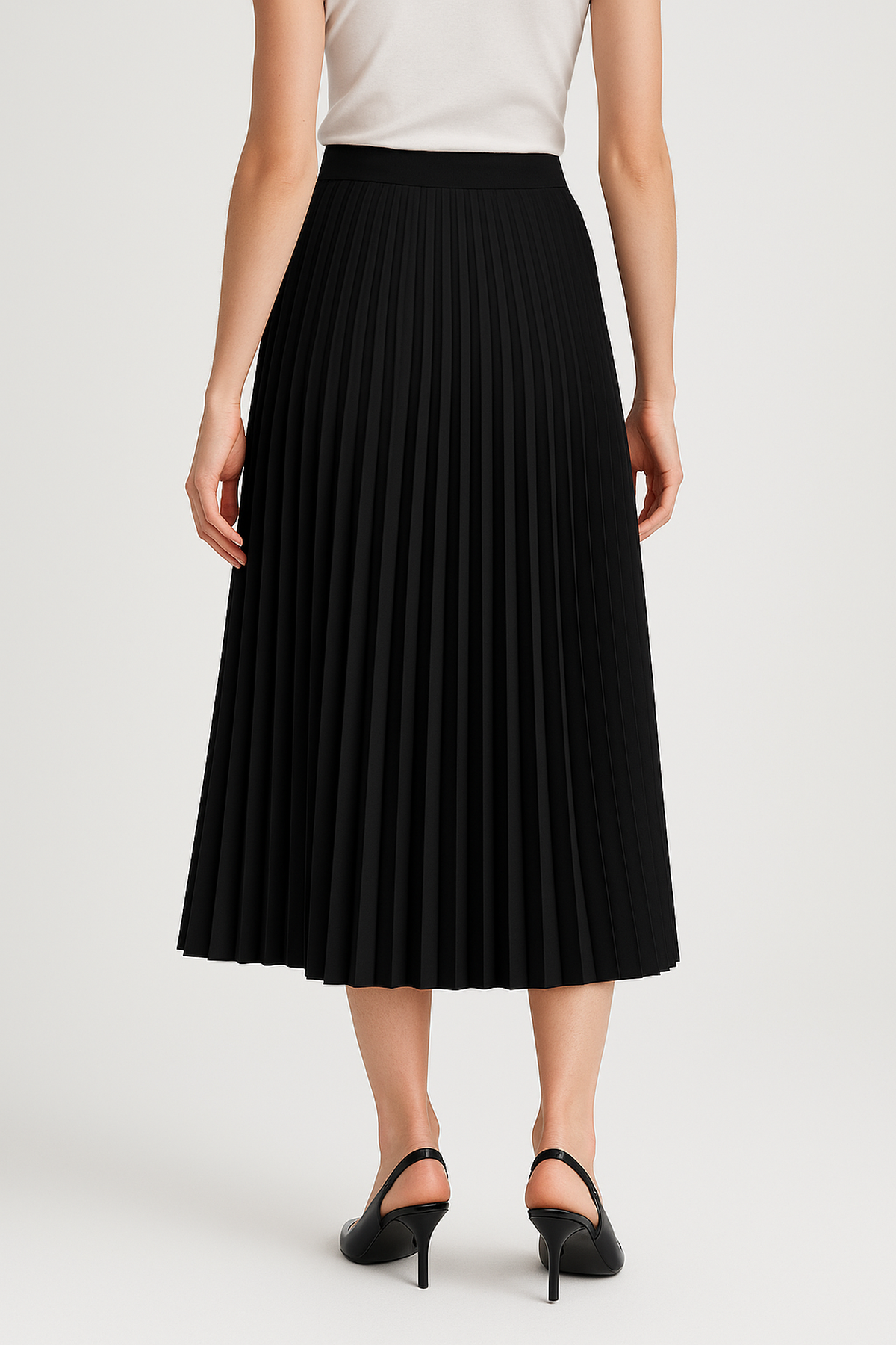Flattering High Waist Flowy Satin Skirt