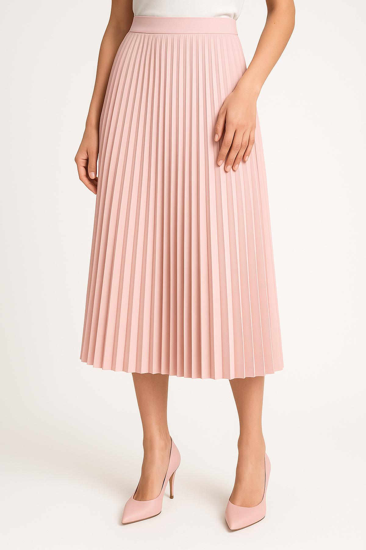 Flattering High Waist Flowy Satin Skirt