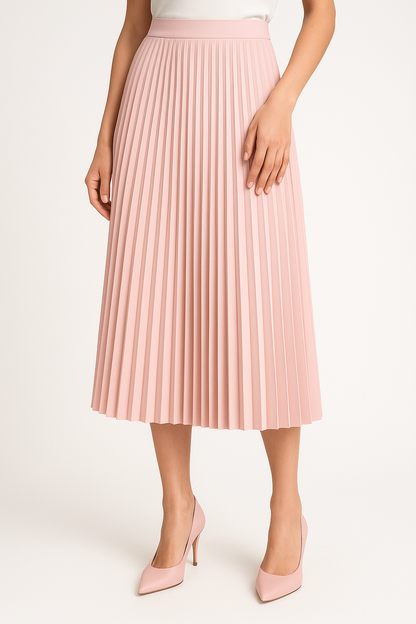Flattering High Waist Flowy Satin Skirt