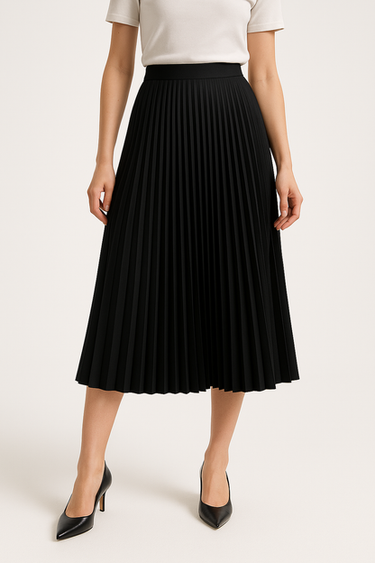 Flattering High Waist Flowy Satin Skirt - OutfitLondon