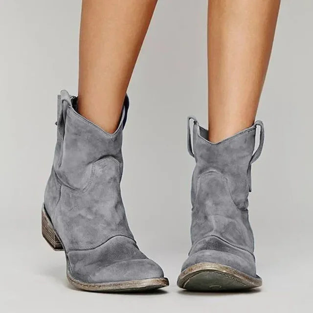 Retro Western Low Heel Boots