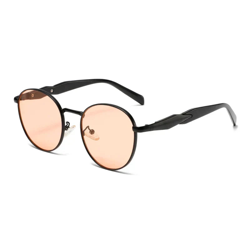 Unisex Retro Round Metal Sunglasses UV400 Adjustable Nose Pads