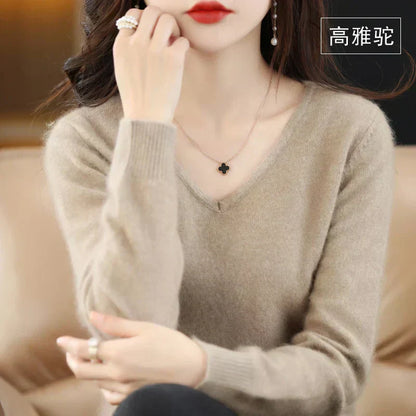 Soft Cashmere V Neck Sweater For Women Fit