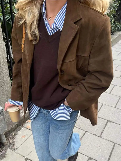 Brown Leather Classic Coat