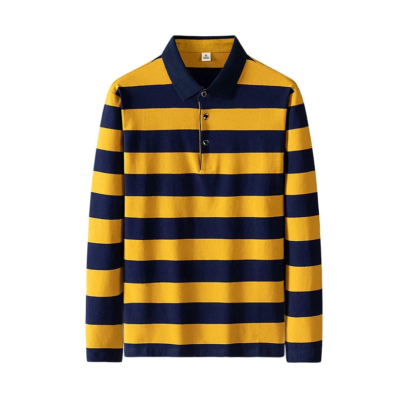 Traditional Casual Horizontal Stripe Polo Shirt
