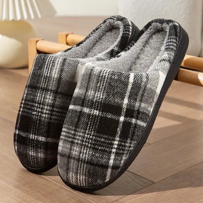 Men's Comfortable Plaid House Slippers with Soft Insoles