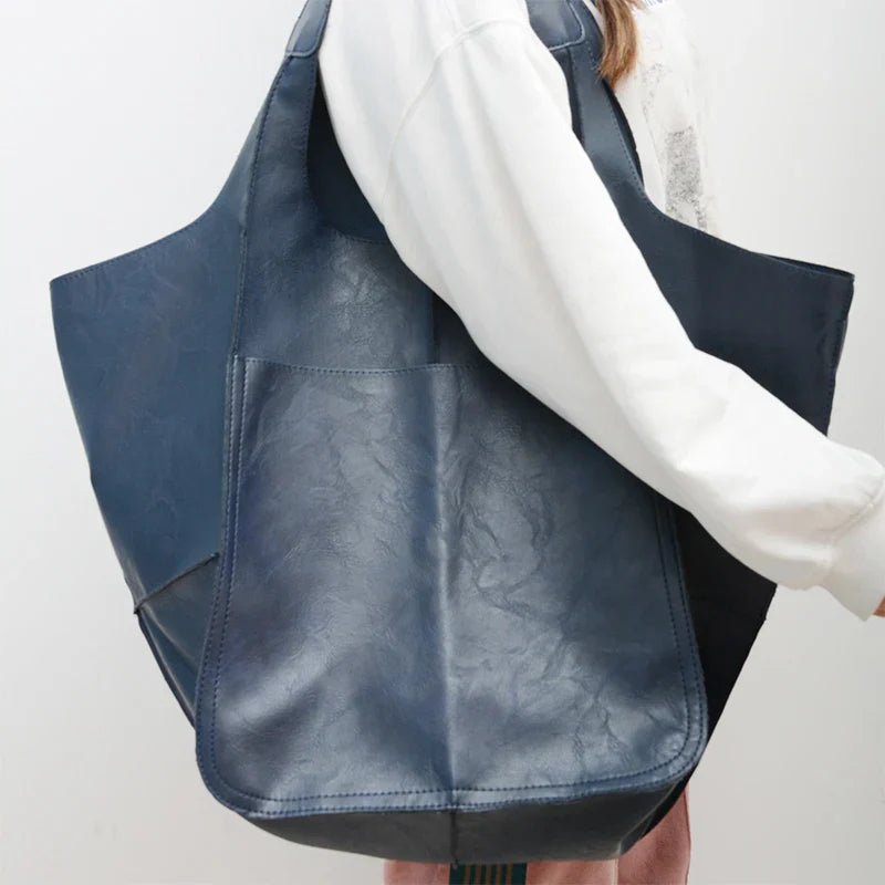 OutfitLondon Leather Tote Bag Spacious With Deep Pockets