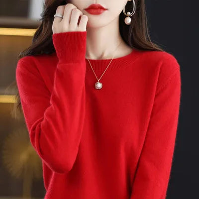 Warm Wool Crew Neck Women's Winter Sweater