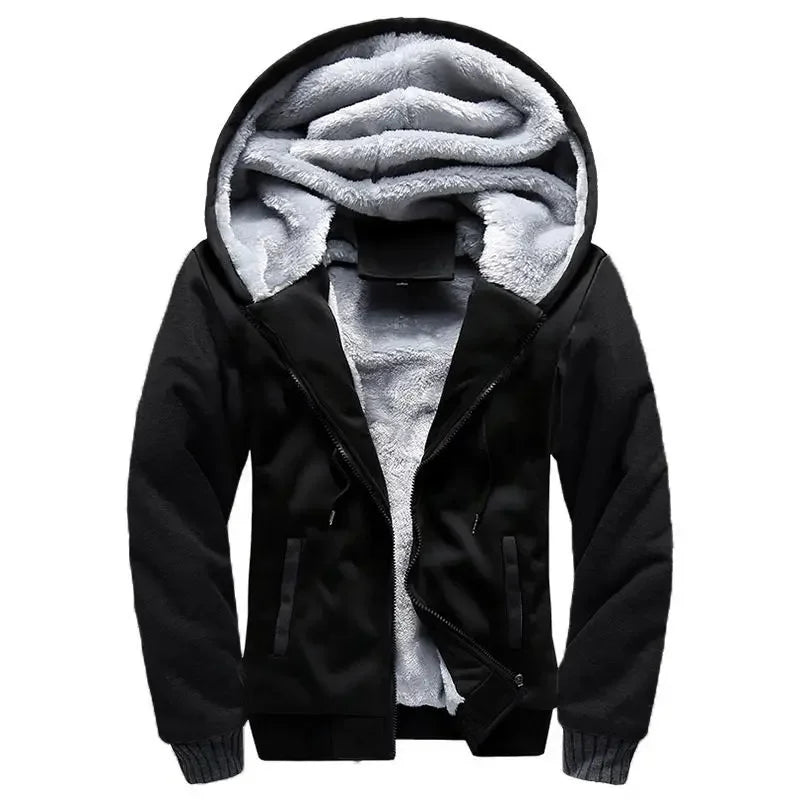 Warm Hooded Quilted Fleece Coat
