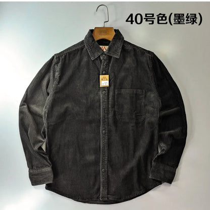 Relaxed Fit Corduroy Button Down Shirt for Men