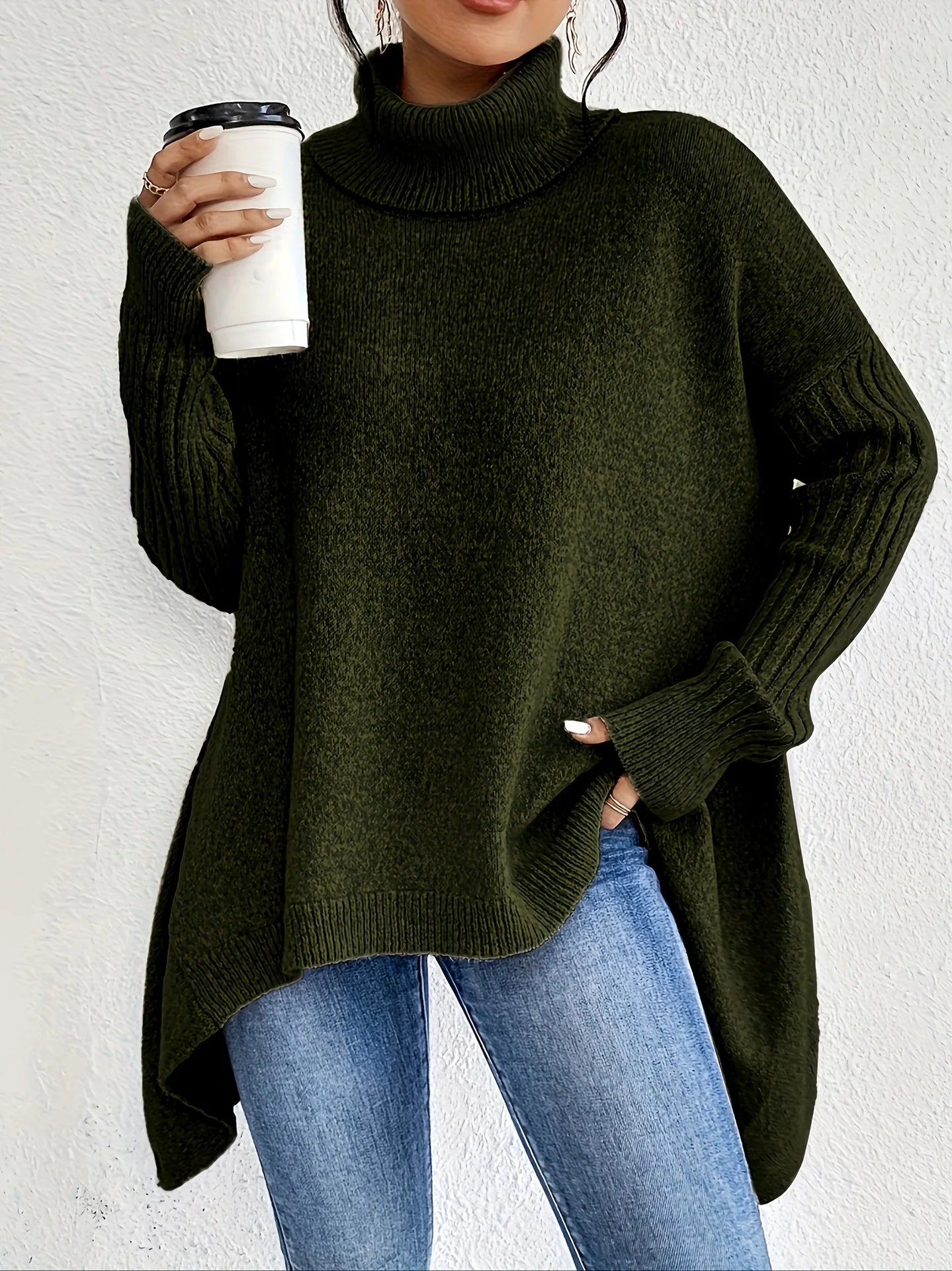 Casual Fit Turtleneck Jumper | Soft Crew Neck Sweater - OutfitLondon