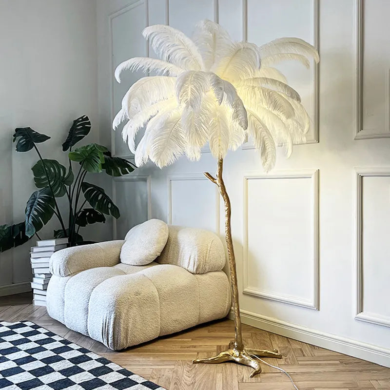 Elegant Metal Feather Standing Lamp - OutfitLondon