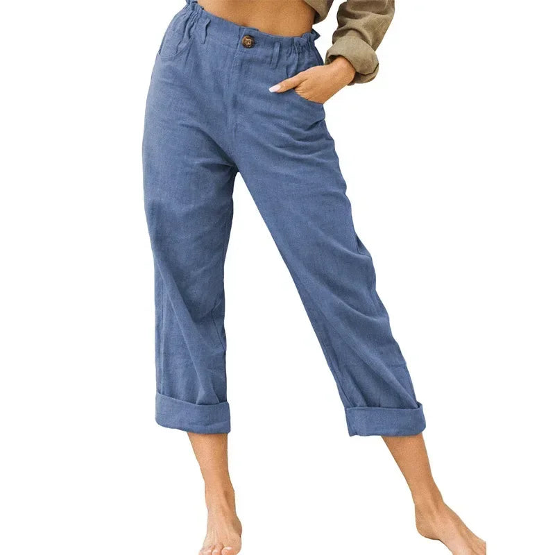 Comfortable Summer Linen Pants for Women with Pockets