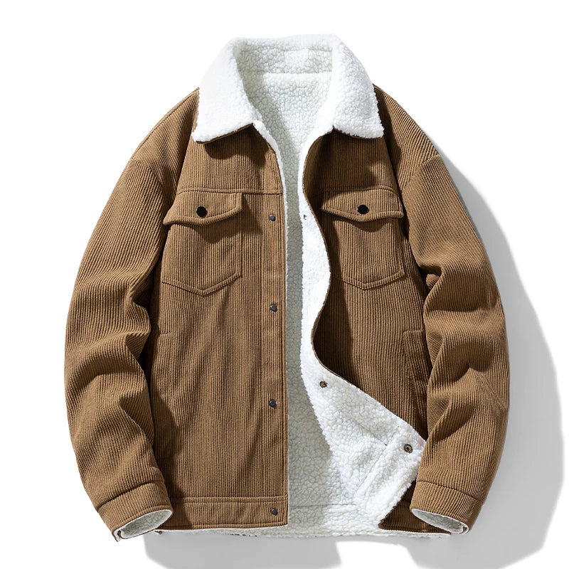 Warm Fleece Lined Corduroy Coat
