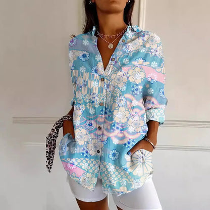 Pretty Floral Ladies Casual Top - OutfitLondon