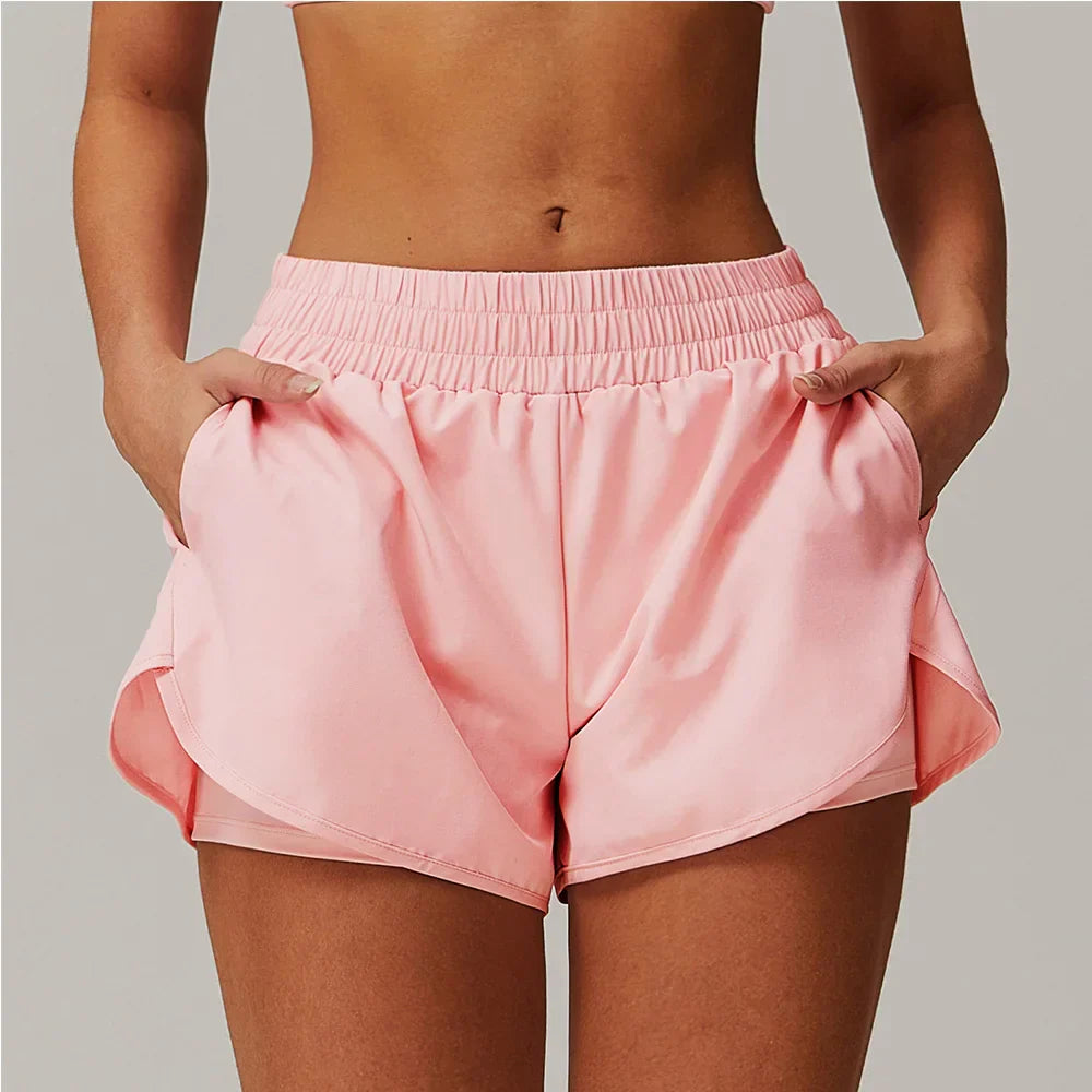 Women's Soft High Waisted Yoga Shorts with Pockets - OutfitLondon