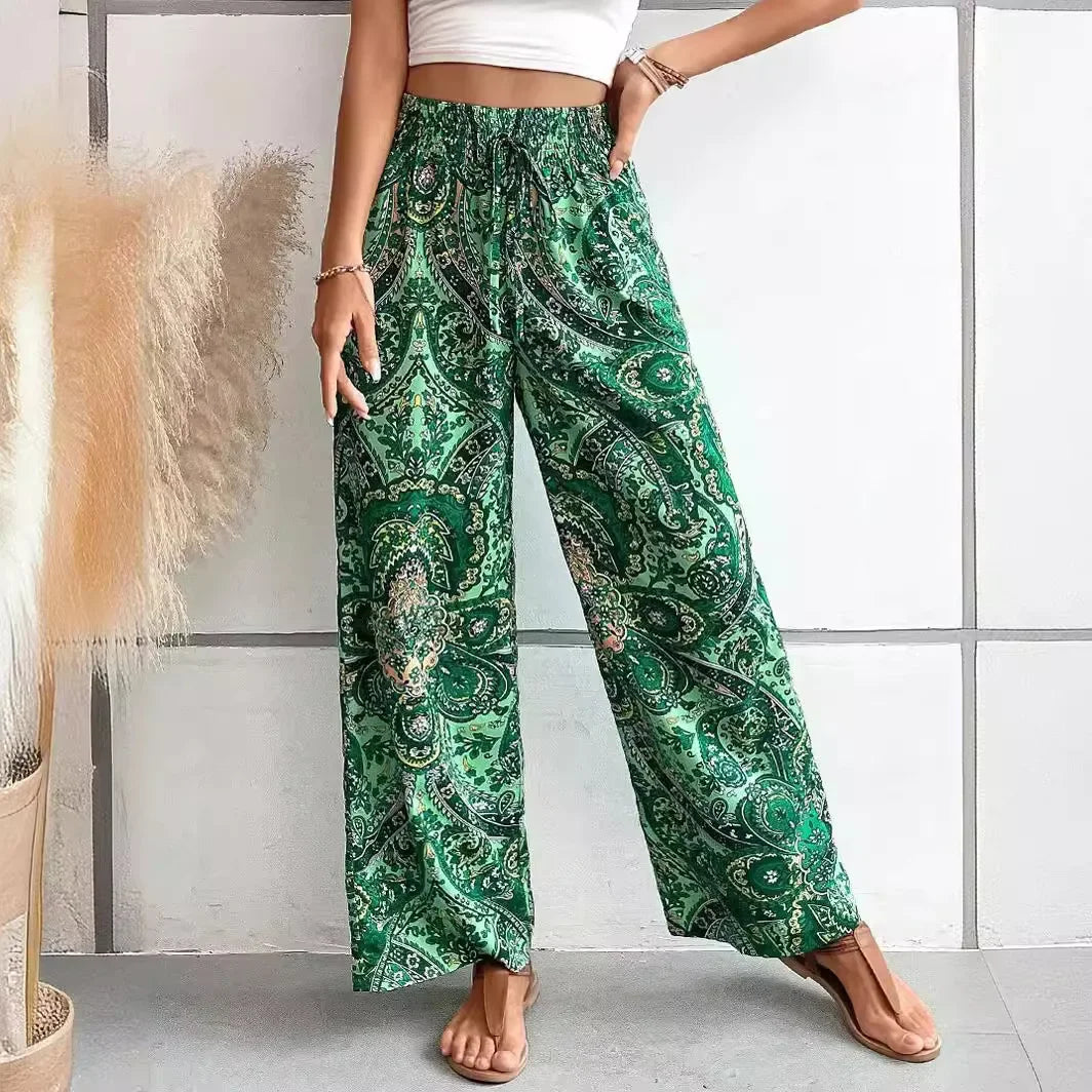 Relaxed Fit Soft Elastic Printed Ladies Pants - OutfitLondon