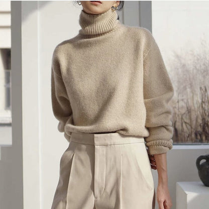 Soft Chunky Cold Weather Turtleneck Sweater - OutfitLondon