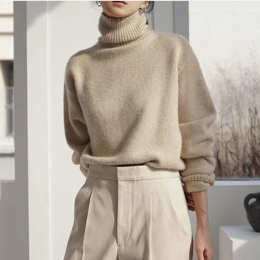 Soft Chunky Cold Weather Turtleneck Sweater - OutfitLondon