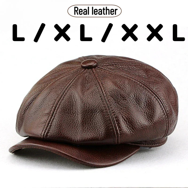Authentic Leather Newsboy Hat Extra Large - OutfitLondon