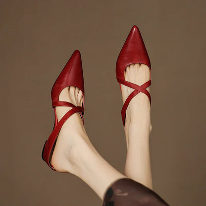 Real Leather Flat Mule Shoes