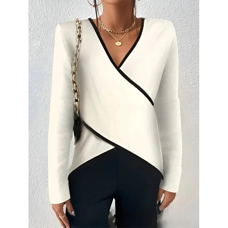 Women's Contrast Wrap Blouse