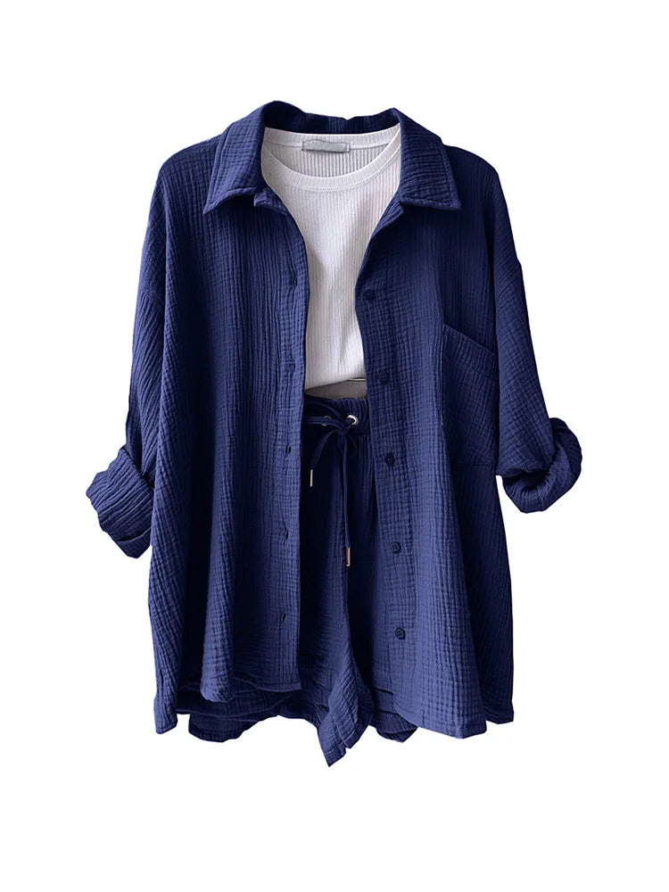 Comfy Casual Cotton Jumpsuit Set - Gentle Breathable