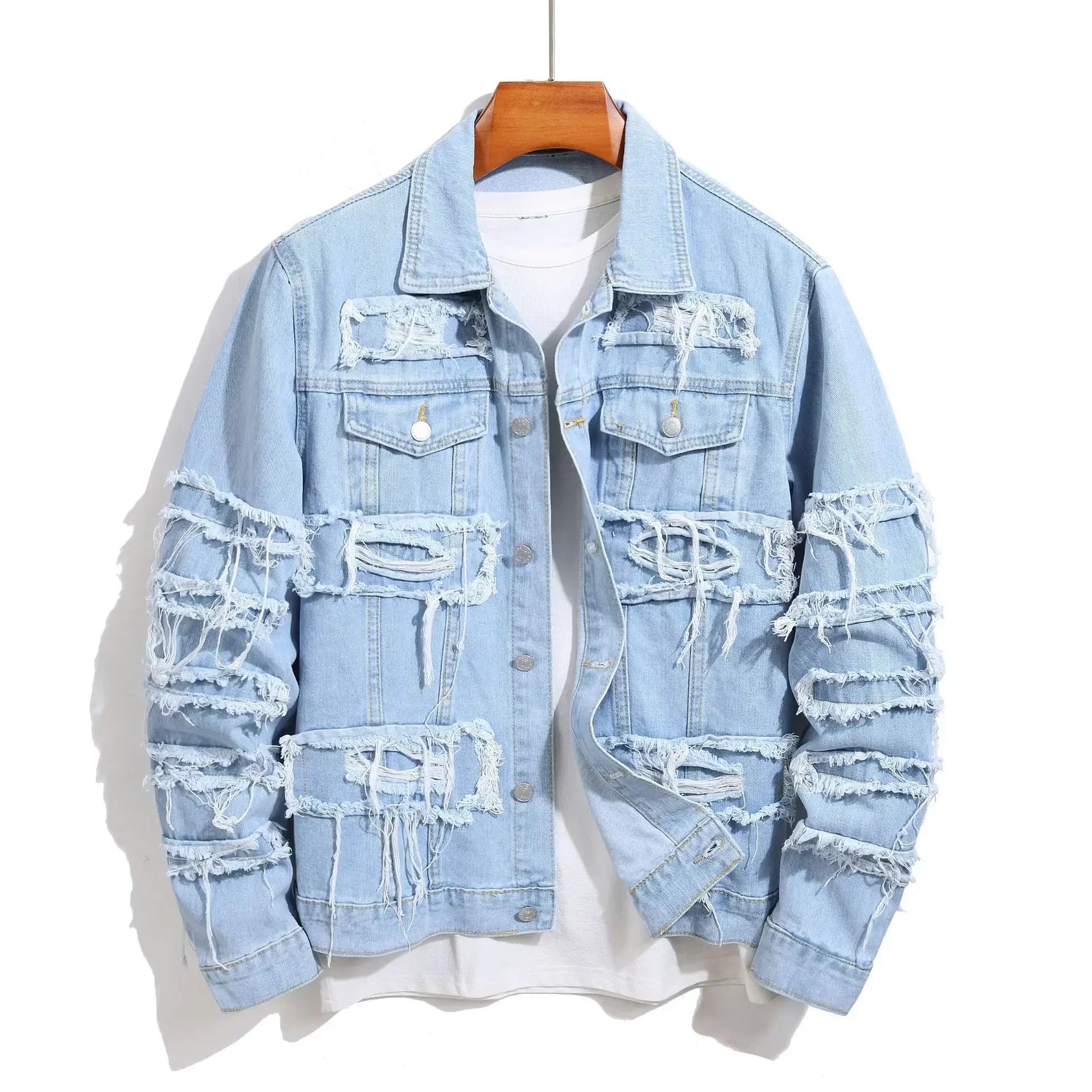 Ripped Distressed Denim Jacket - OutfitLondon