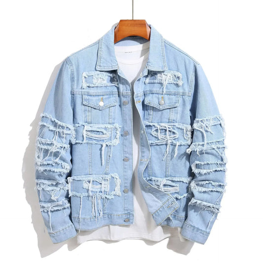 Ripped Distressed Denim Jacket - OutfitLondon