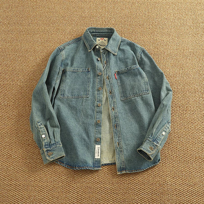 Rugged Vintage Style Denim Jacket Shirt