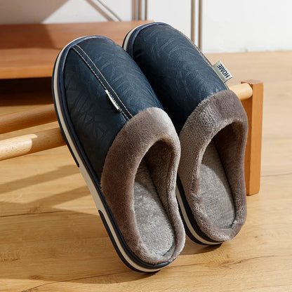 Comfortable Men's Cozy Fleece Slippers with Hard Wearing Soles