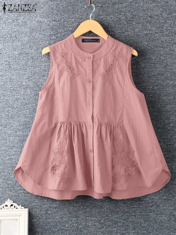 Casual Cute Embroidered Tank Top